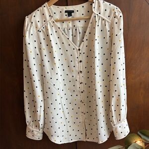 Banana Republic Ivory & gold Polka Dot Button-Front Blouse